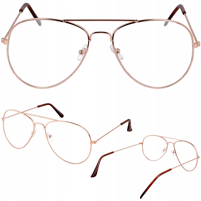 Duże Okulary zerówki Męskie pilotki Aviatorki