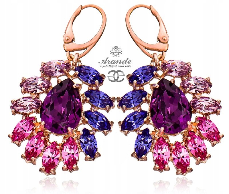Krystaly Náušnice Azure Rose Gold