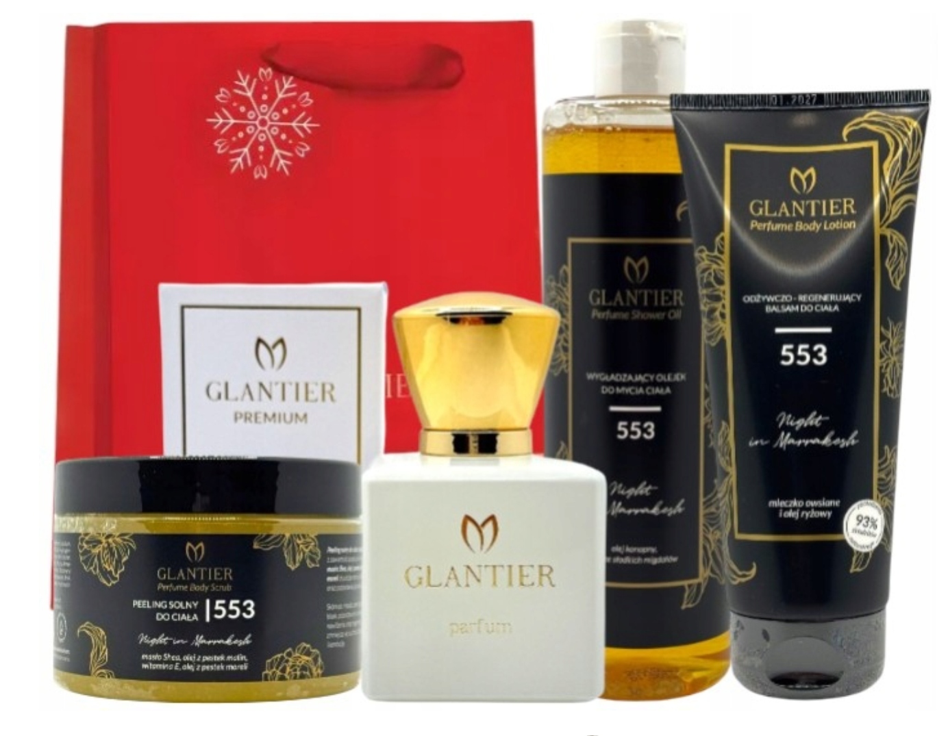 Glantier Sada 553 Exclusive Parfém Premium_Peeling_Olejek_Balsam Sáček