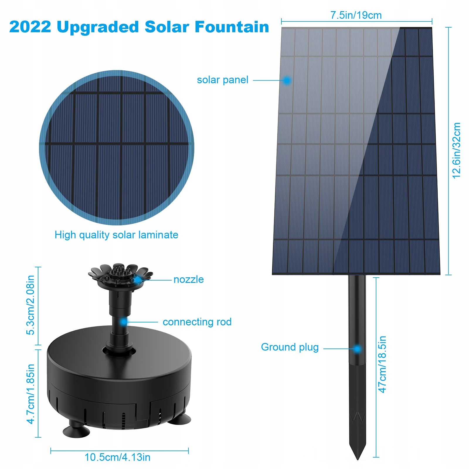 AISITIN 10W Solar Fontanna Ogrodowa Zestaw Pompa Wodna Do Stawu Oczka — miniatura 3