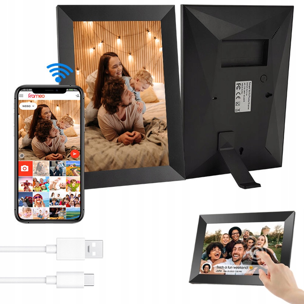 Rámeček Na Fotografie Digitální Dotykový Displej Aplikace WiFi 10,1" 32GB