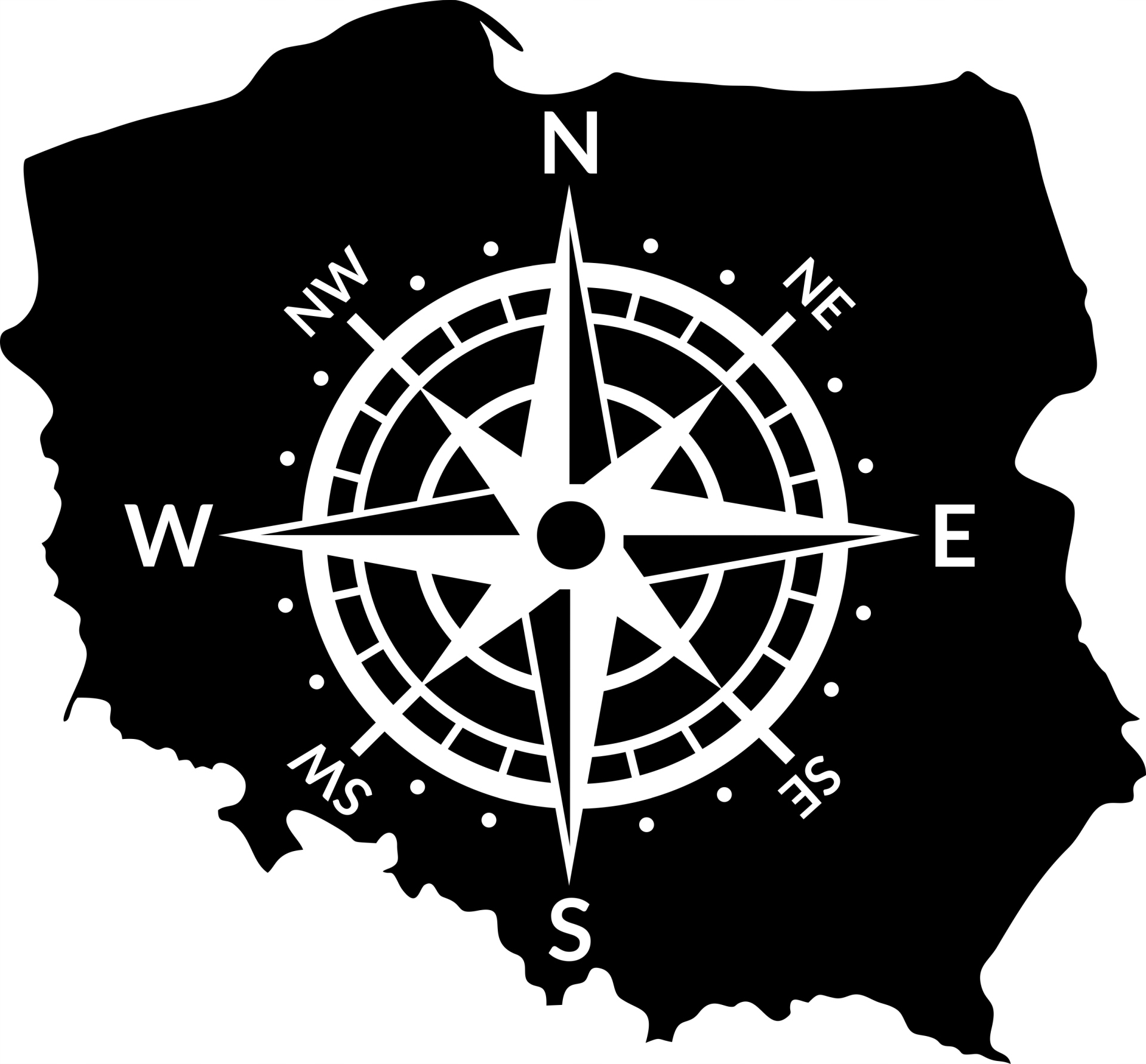 

naklejka róża wiatrów kompas polska kamper van L