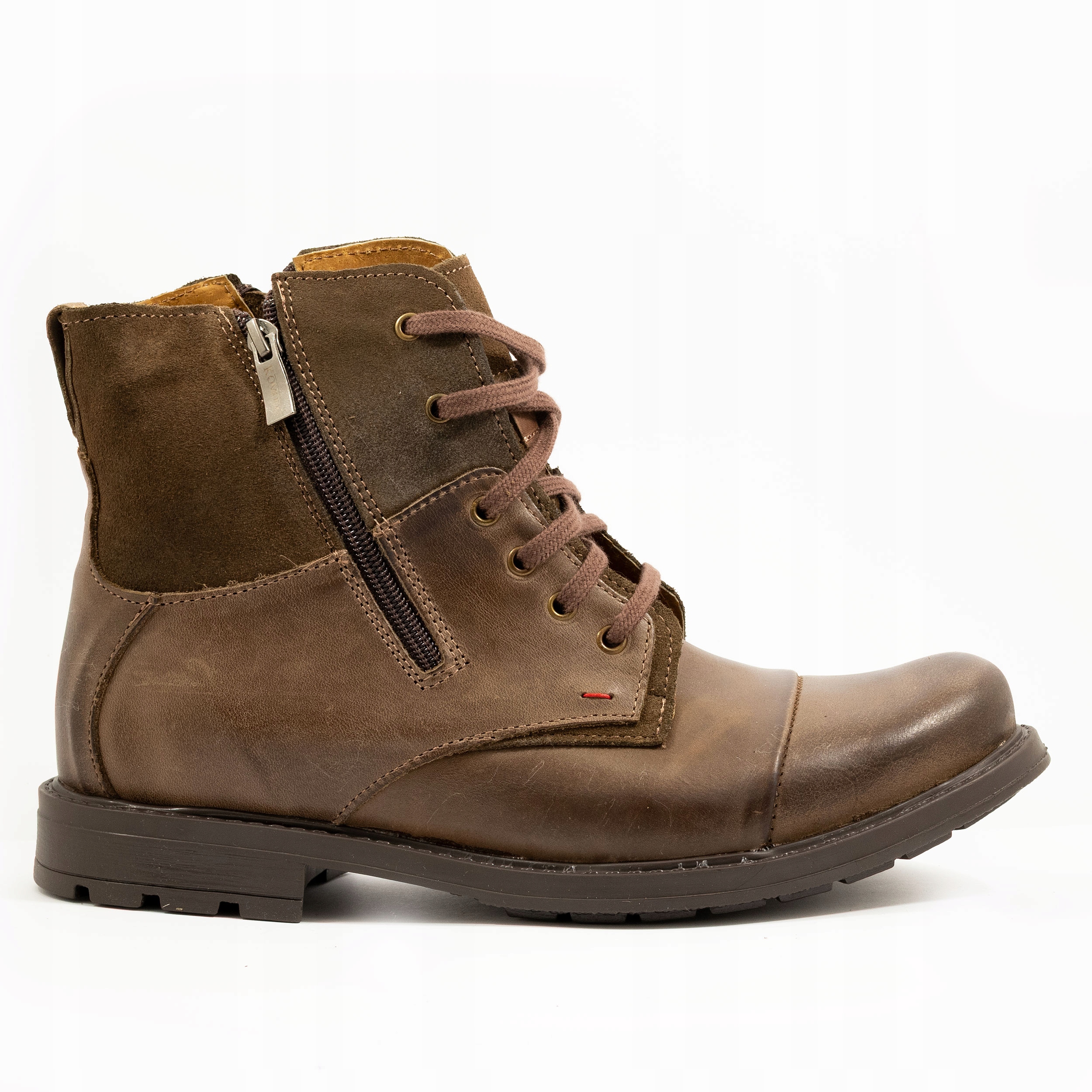 Pánské zimní kožené boty z přírodní kůže, hnědé, zateplené zipy, velikost 871, velikost 44