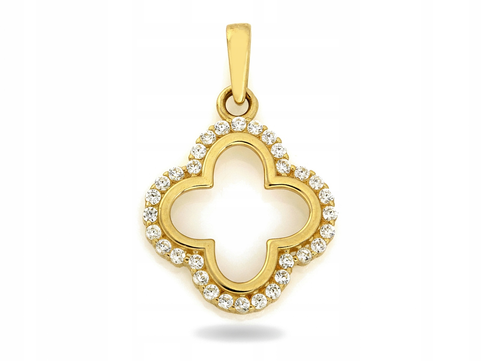 Přívěsek zlatá květina 585 s bílými zirkony kytička rámeček 0.84 g