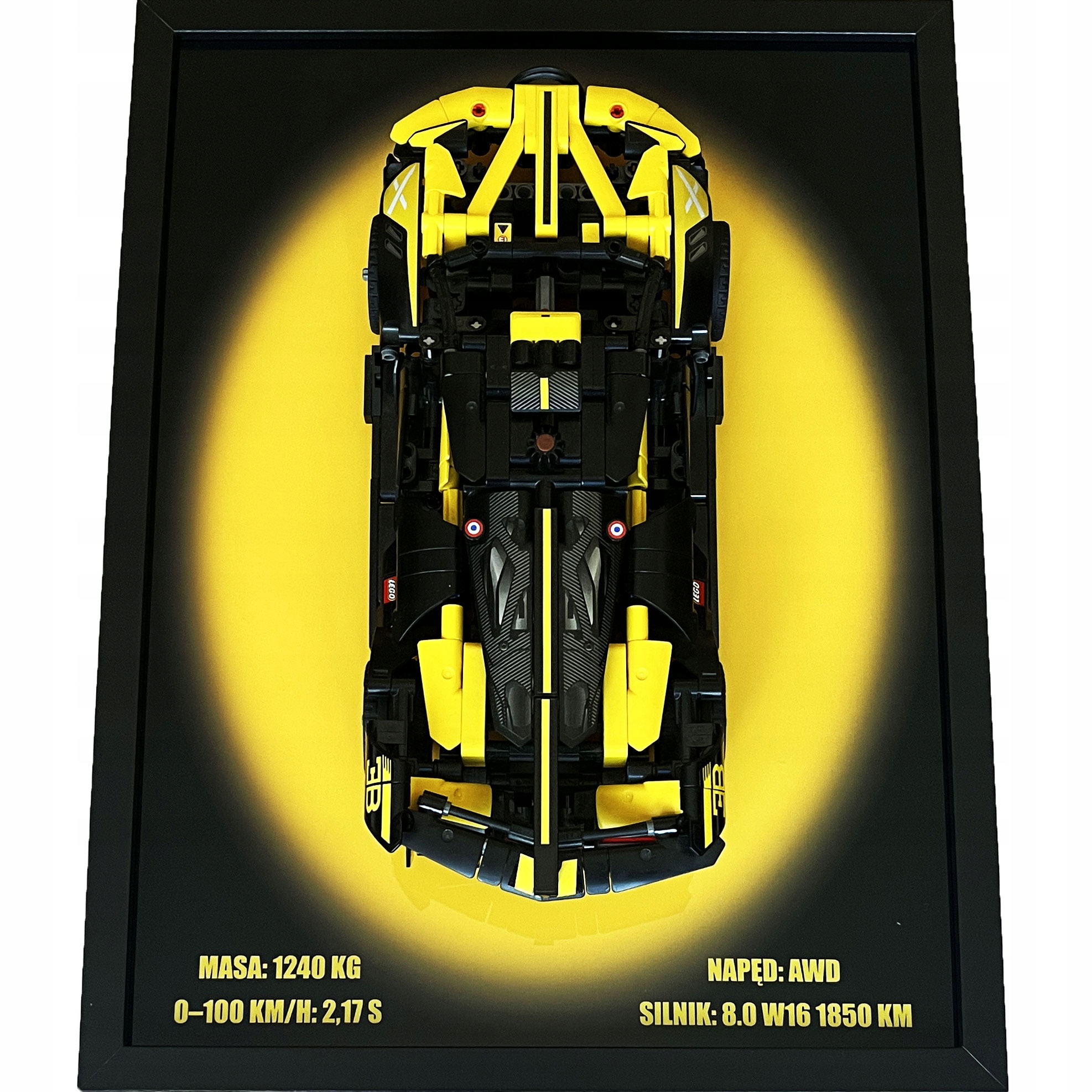 Rámeček s držákem na sadu Lego Technic 42151 Bugatti Bolide žlutý