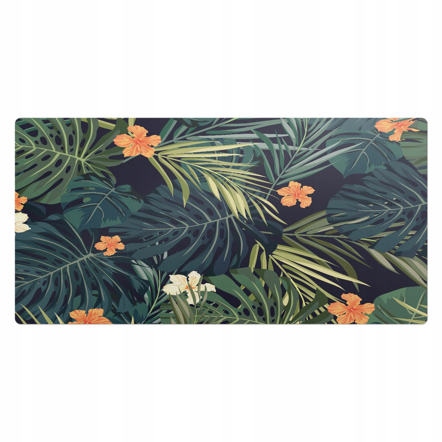Podložka na psací stůl s grafikou do domácnosti i kanceláře Exotické listy květin 100 x 50 cm