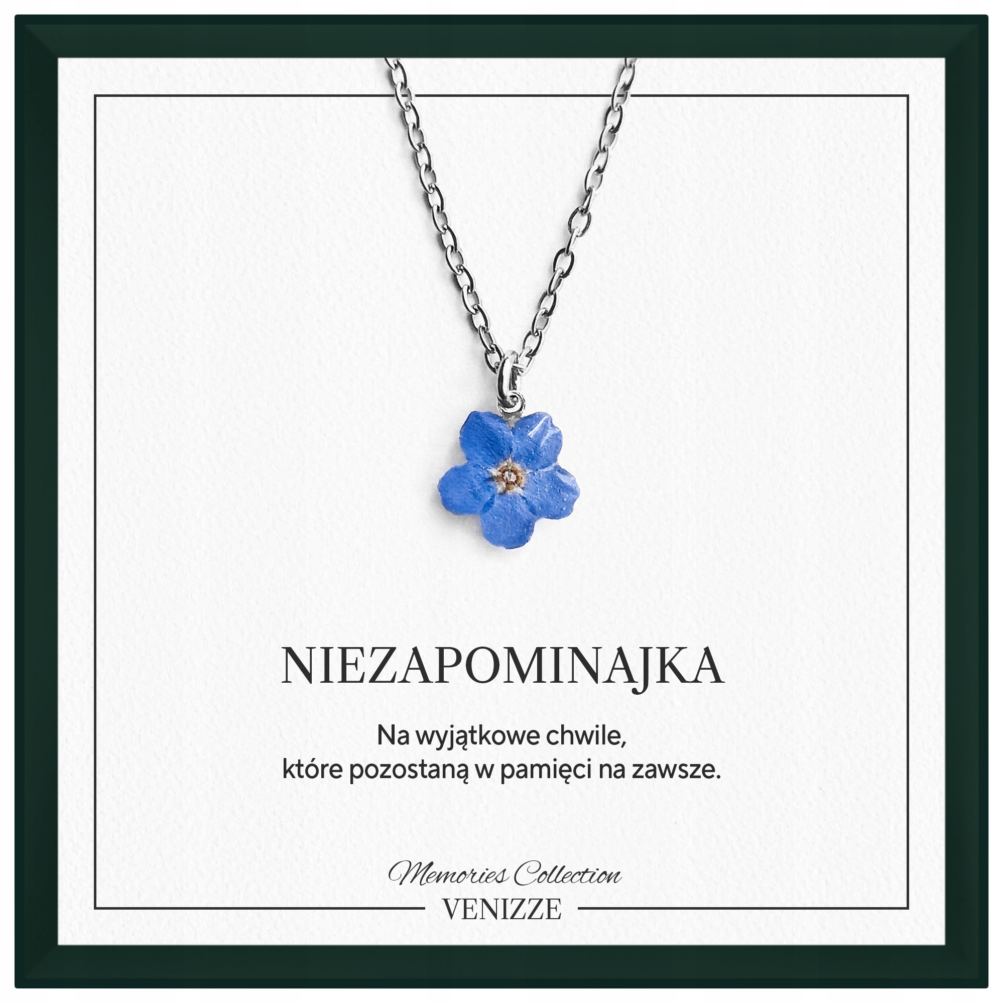 Naszyjnik Kwiat Niezapominajka Pokryta Żywicą Niebieski Dedykacja