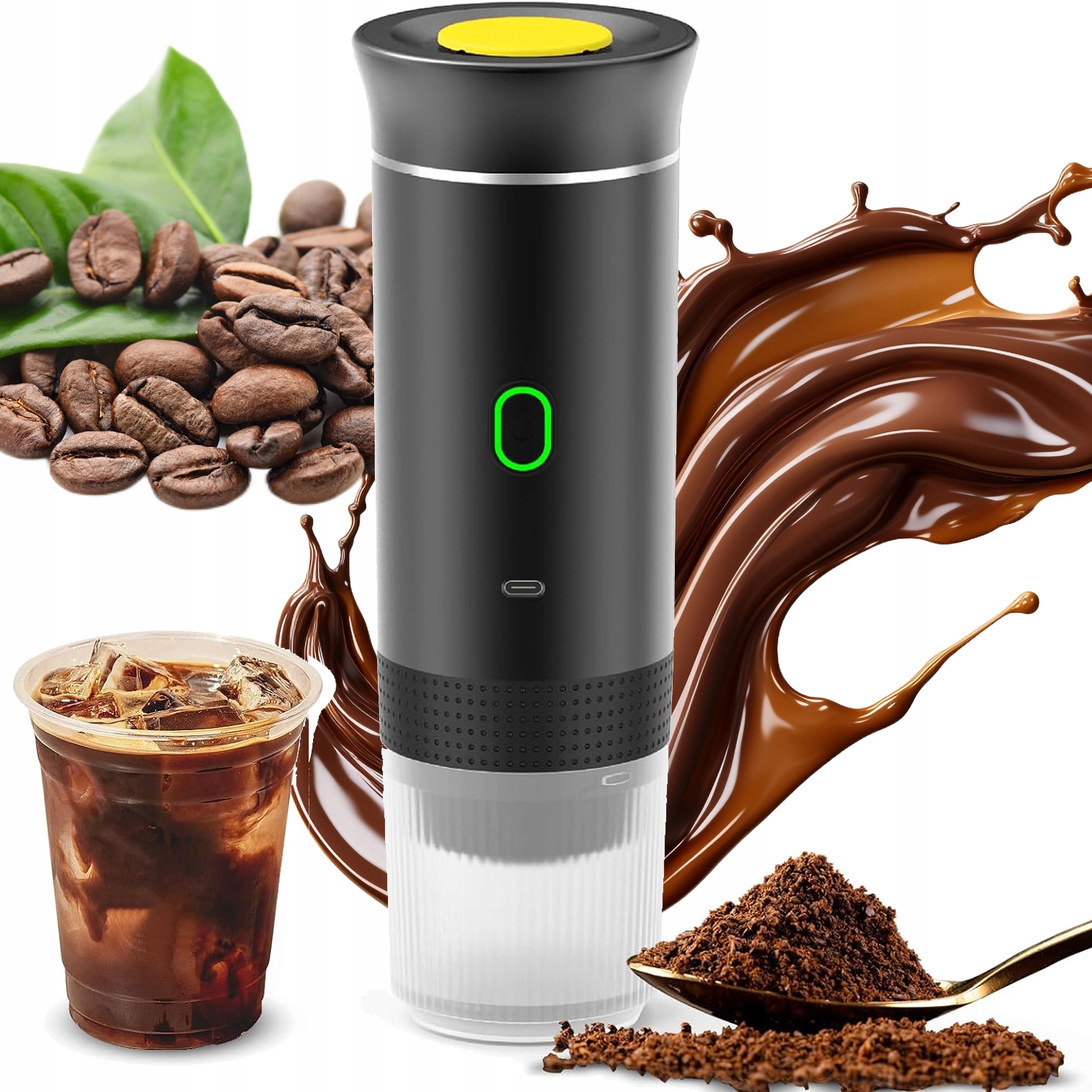 Přenosný Automatický Tlakový Kávovar 15 Bar, Mletá Kapsle