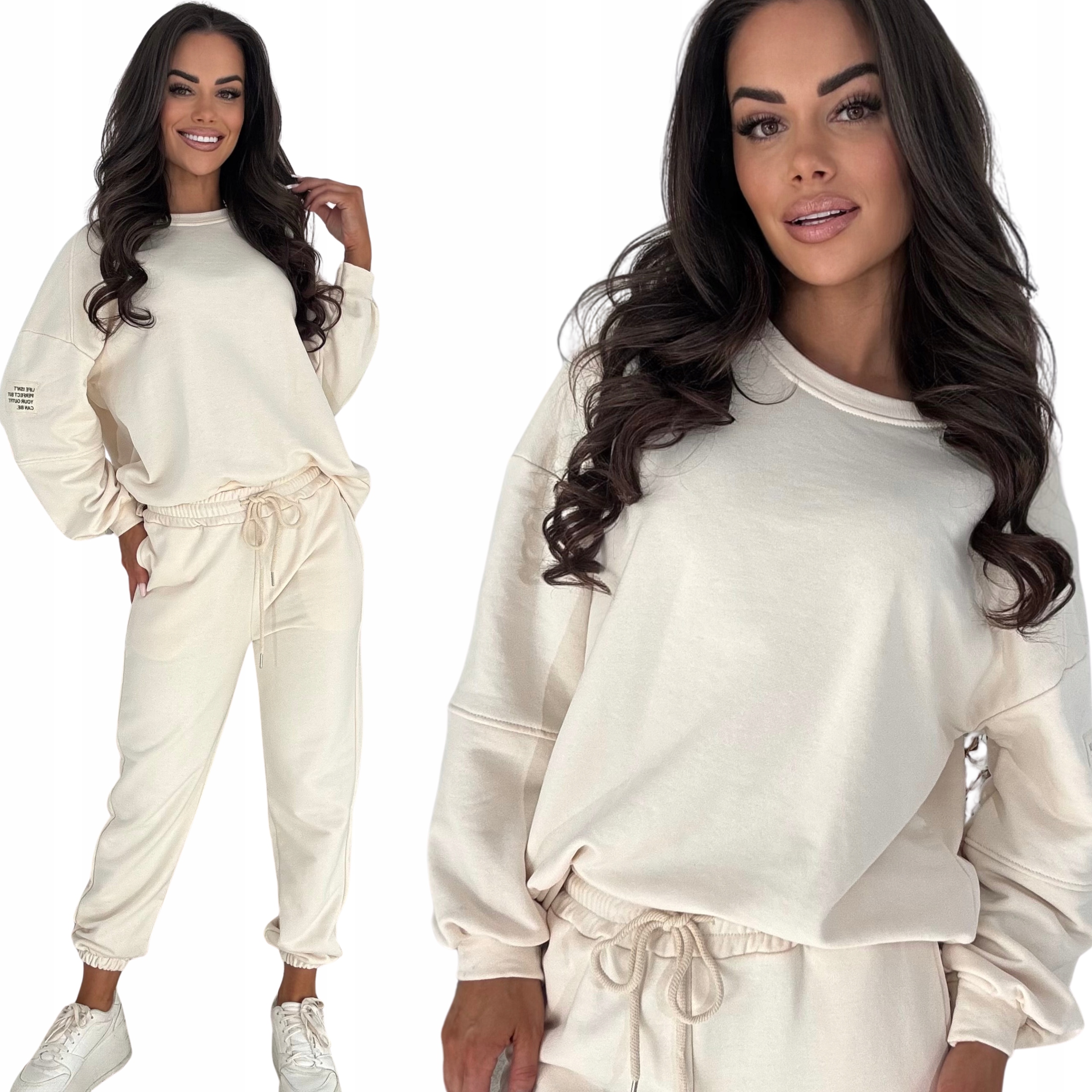 Dres Damski Komplet Zestaw Kobiecy Sport Bawełna One Size Ecru 3084