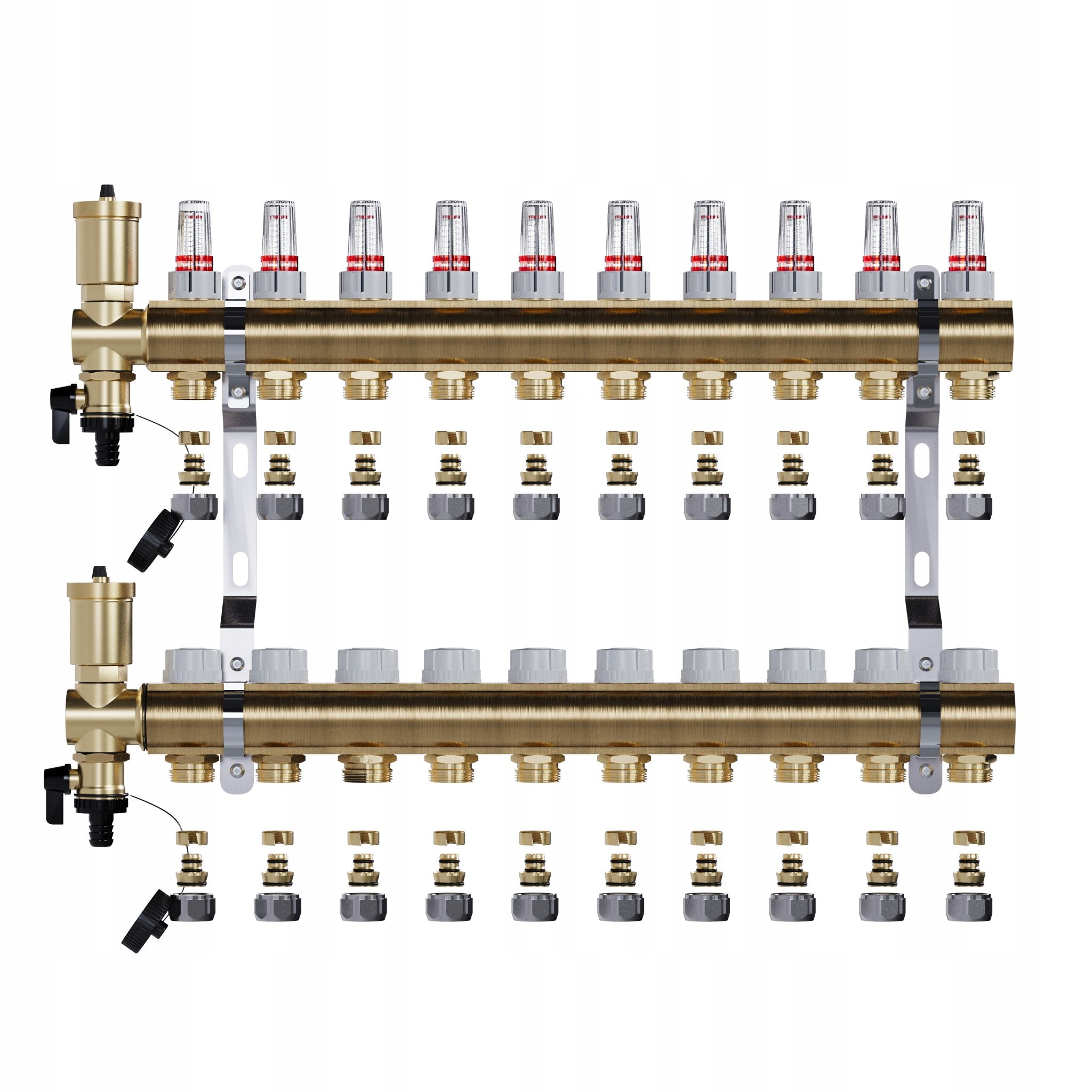Rozdělovač pro podlahové topení 10 mosazných okruhů Pex