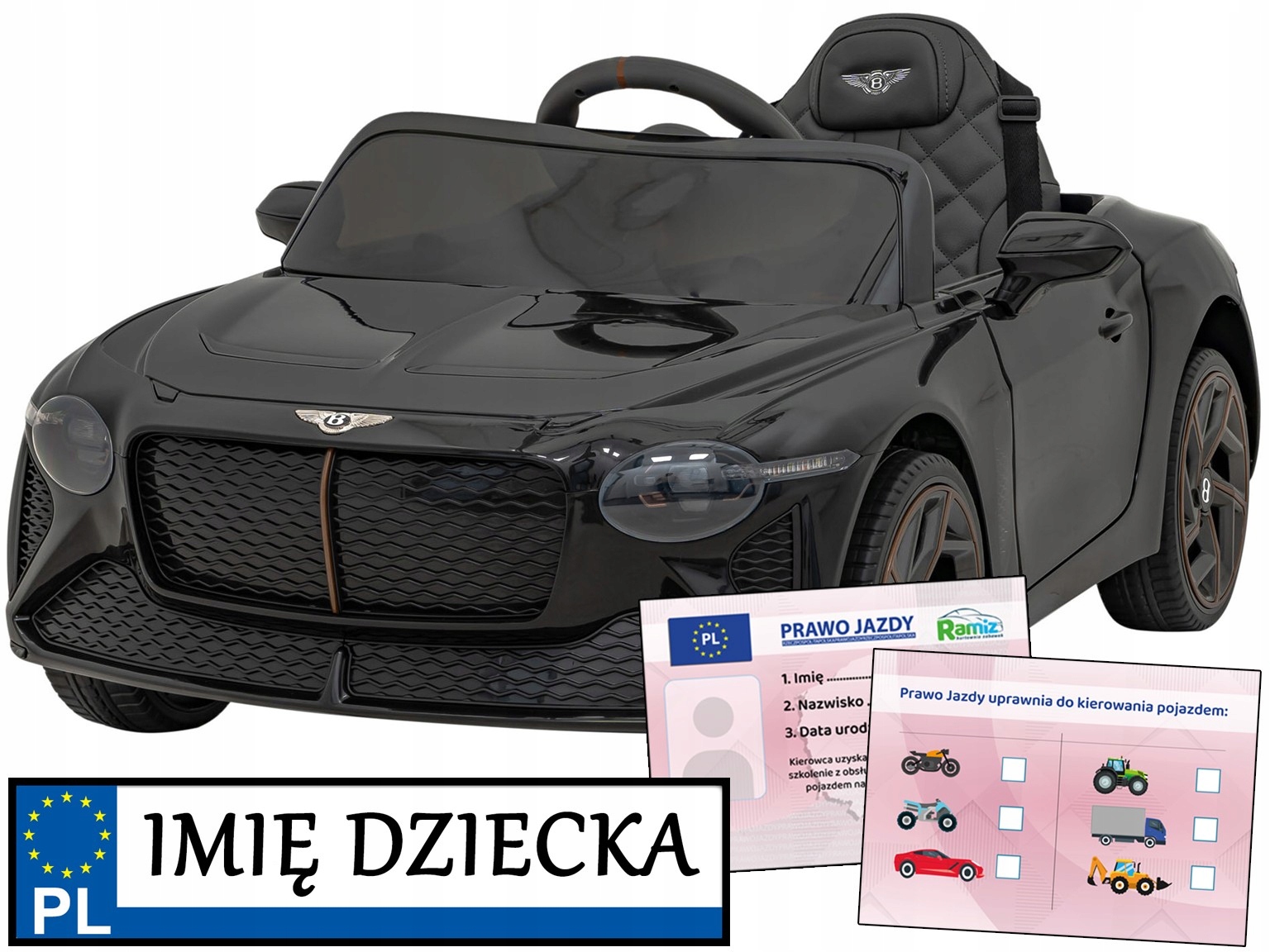samochodzik elektryczny dziecięcy Bentley Bacalar pilot 2 silniki