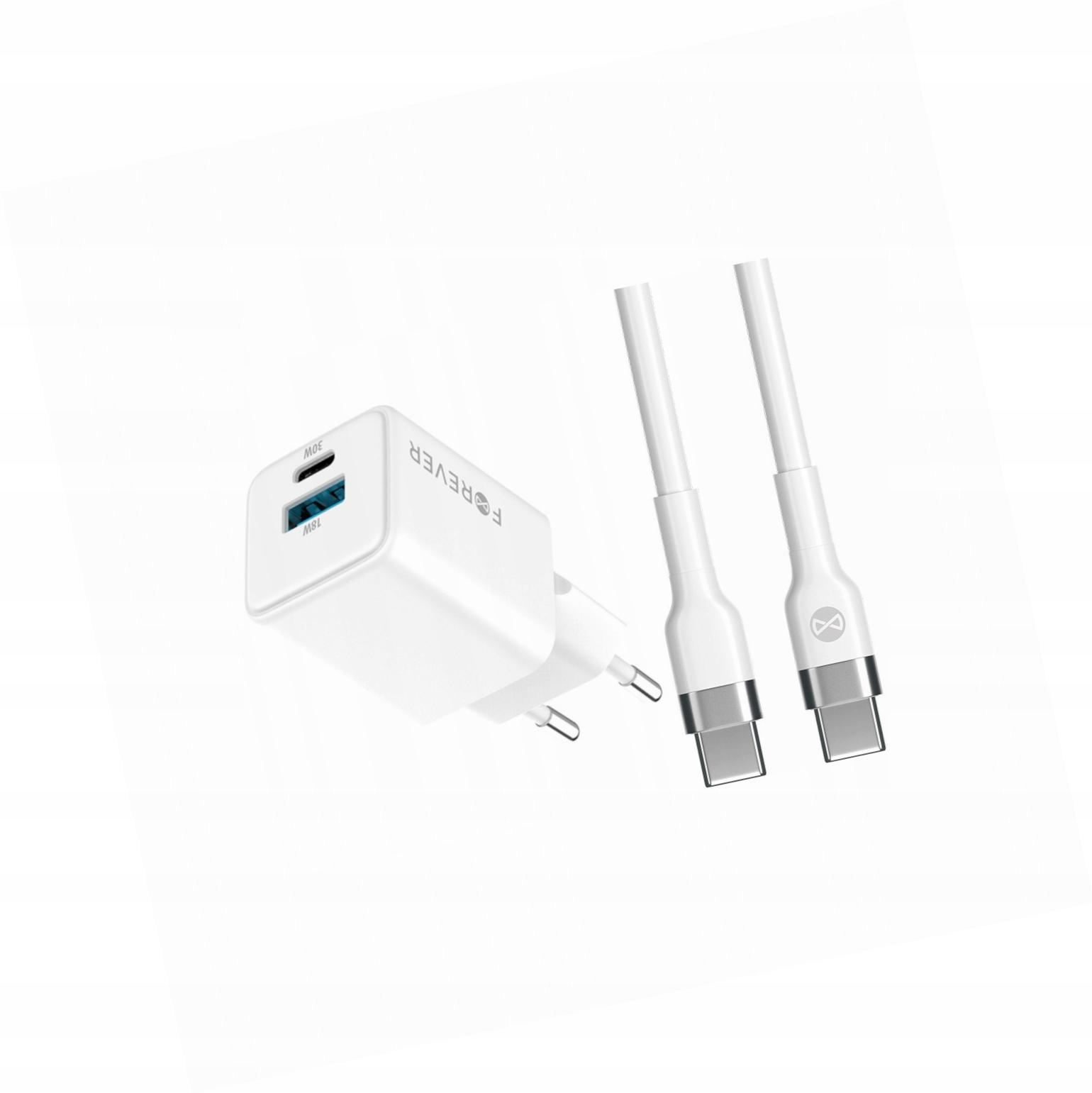 Szybka ładowarka GaN 30W 2 wejścia Usb i Usb-c z kablem do OnePlus Nord