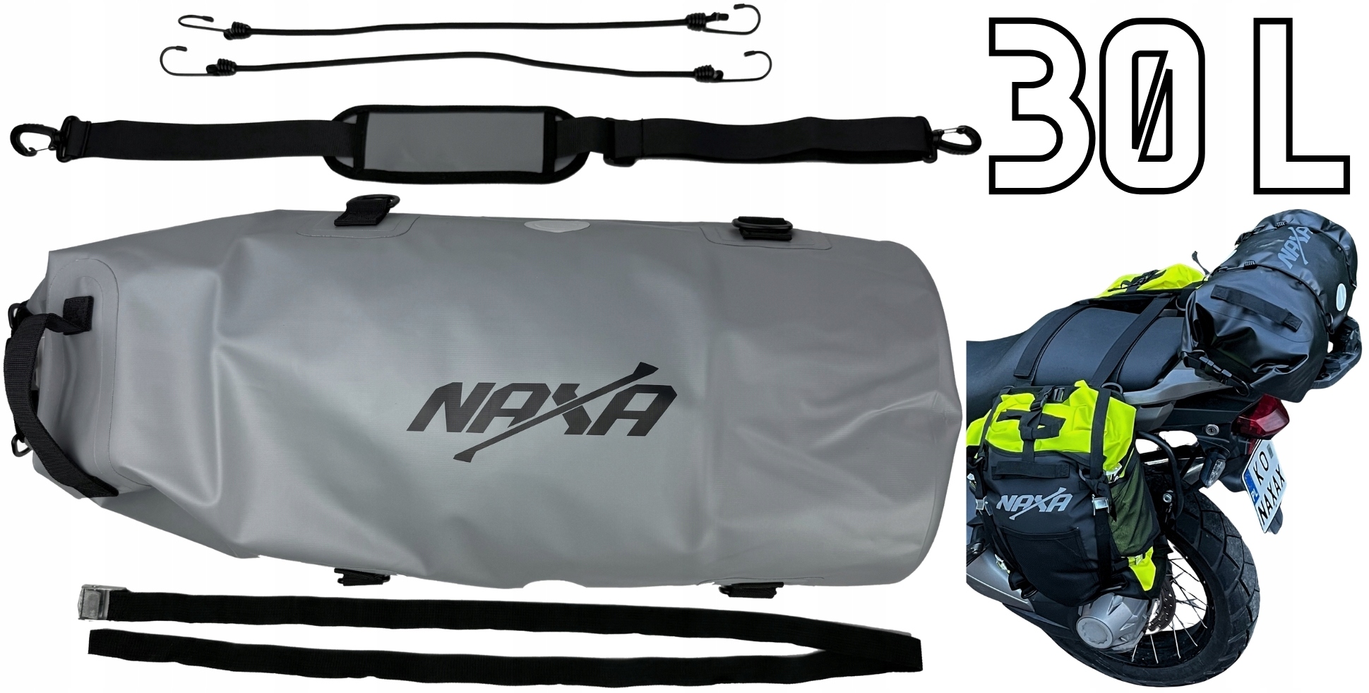 Brašna Na Motorku Naxa TW3 Váleček Na Zadní Část Motocyklu Roll BAG|30 Litrů