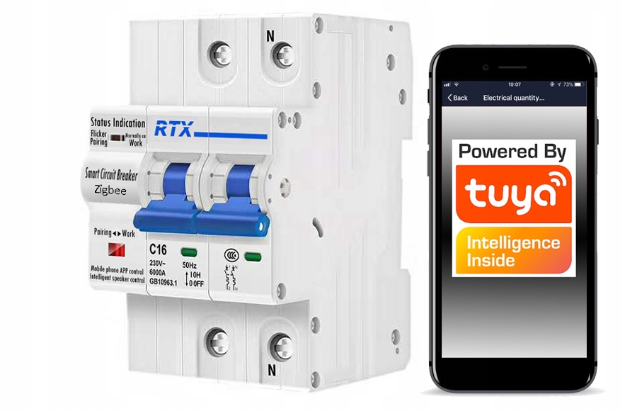 

Bezpiecznik sterowany 2x 16A ZigBee Tuya Pomiar En