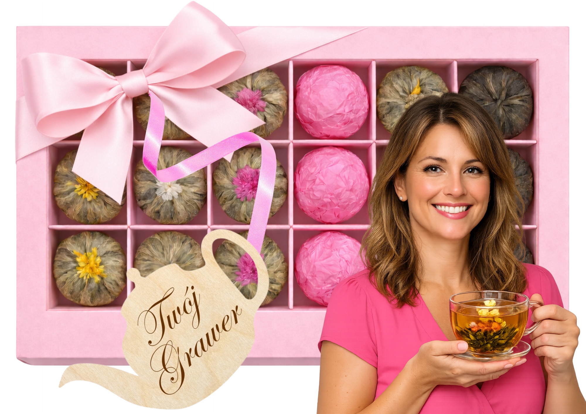 Levně 18 x Čaj čaj Bonboniéra sada čajů Dárek ke Dni žen XXL