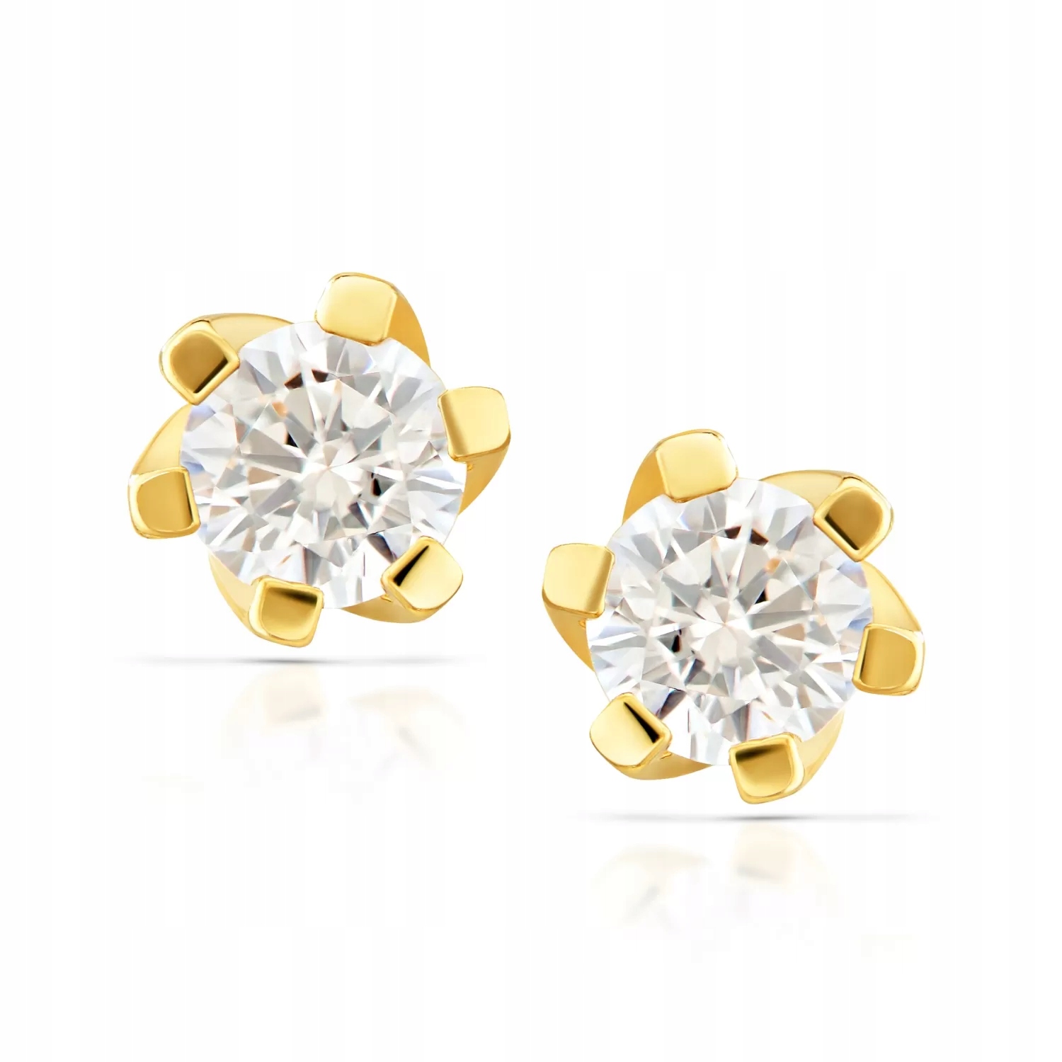 Jemné náušnice zlaté zirkonem na tyči 585