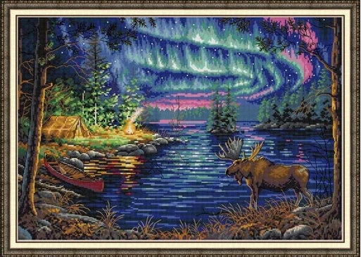 Kanva s potiskem vyšívací sada (kanva,mulina)