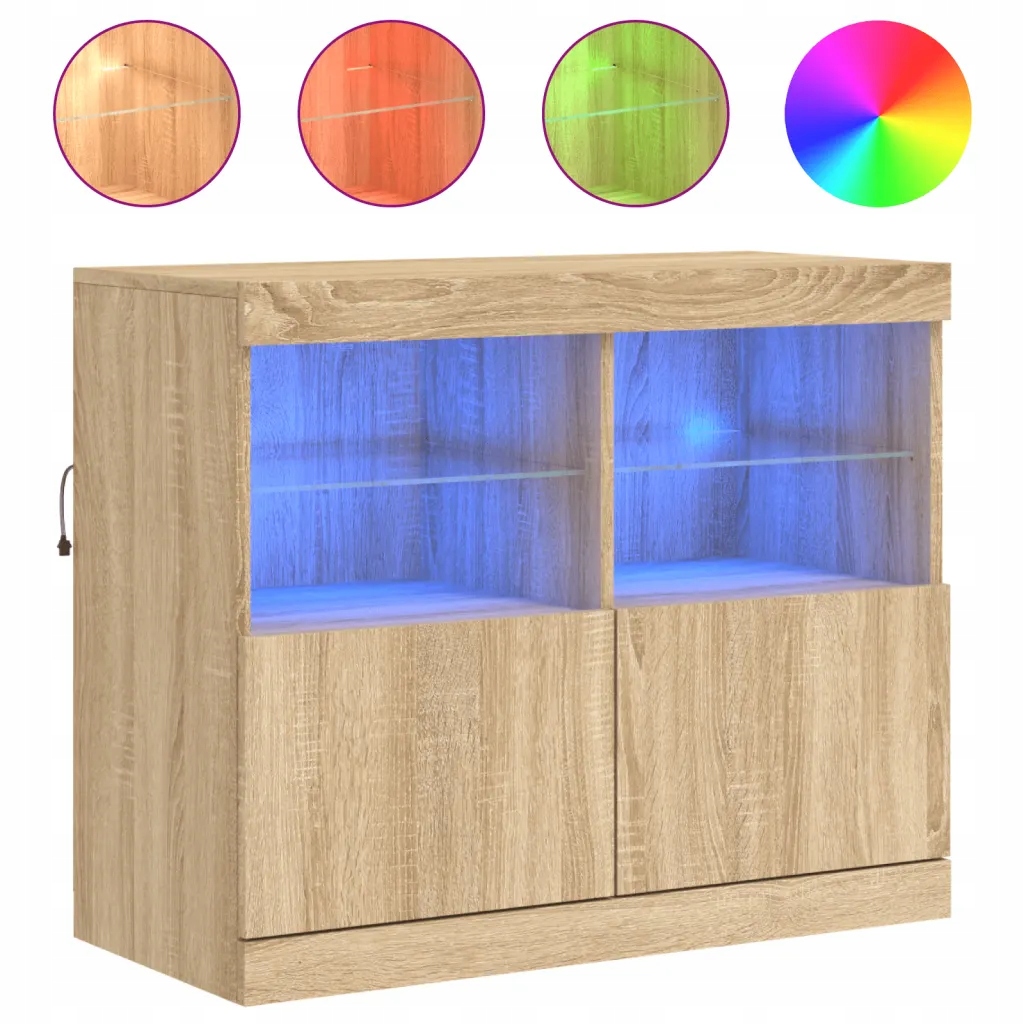 Komoda s Rgb Led osvětlením, materiál na bázi dřeva, barva dub sonoma, 8