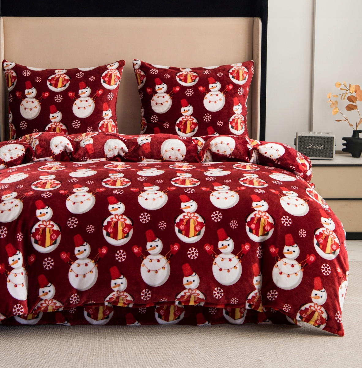 Povlečení XmasCozy 220x200 velur vánoční červená dárková sada