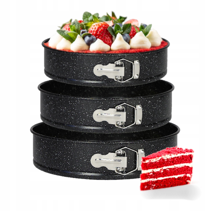 

Zestaw 3x Tortownice okrągłe blachy pieczenia tort