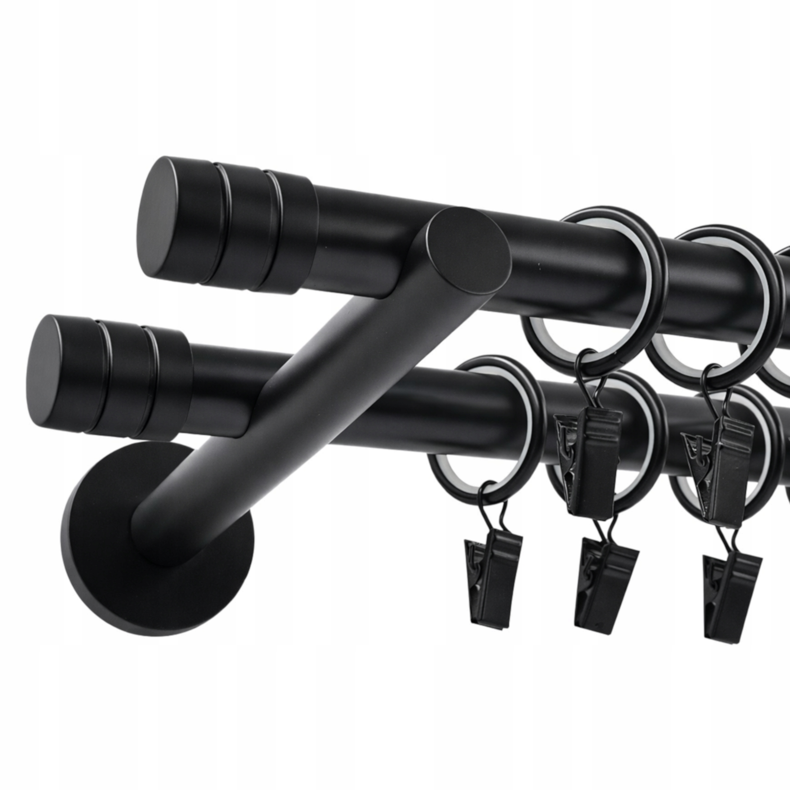 Garnýž Dvojitá Kovový 19 mm Černý Mat 320 cm Fréza Komplet Žabek