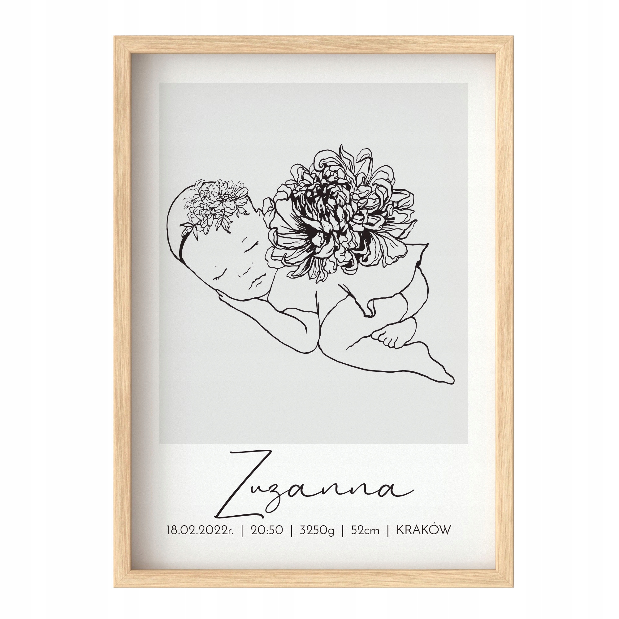 Metryczka dla dziecka Minimalistyczna Line Art A4