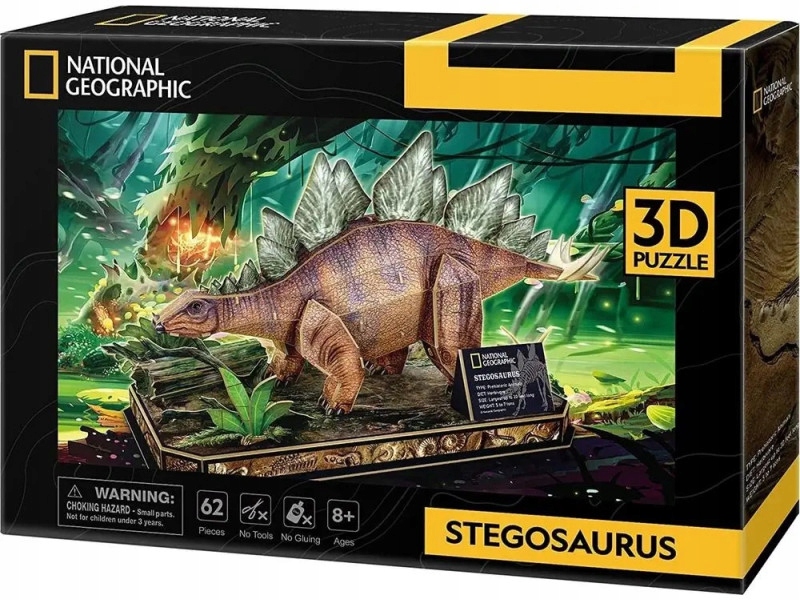 PUZZLE 3D CUBIC FUN 62 EL. NATIONAL GEOGRAPHIC - DINOZAURY - STEGOZAUR EAN (GTIN) 6944588200541