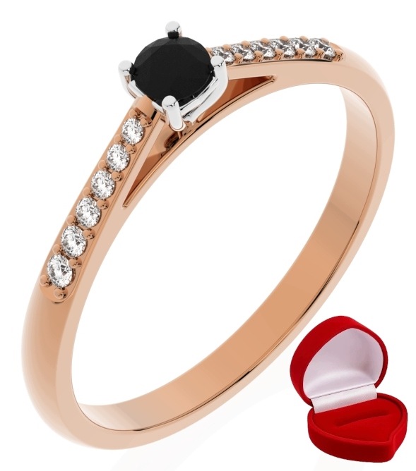 Zlatý Prstýnek 585 14k Brylant Č. 0,09 ct Růžové Zlato R30