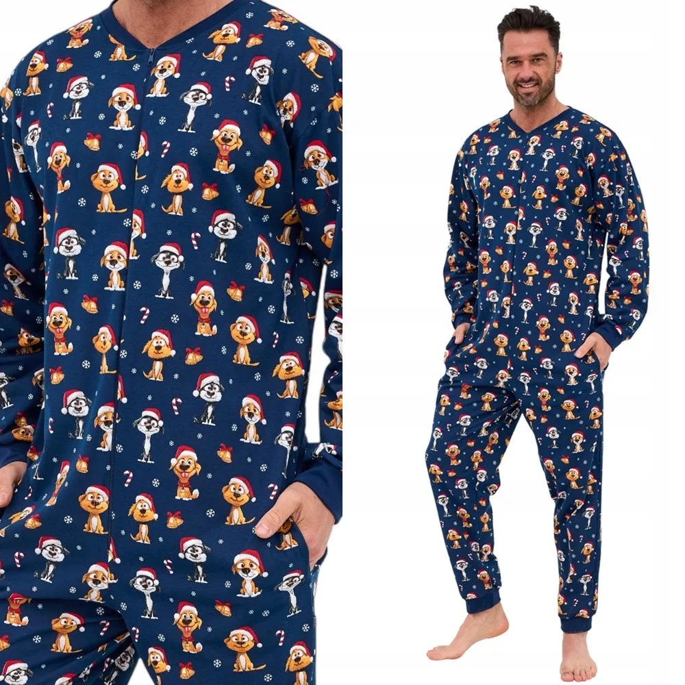 Pánská pyžama Kombinezon cornette 196 Dog 2 M 46 Granátová