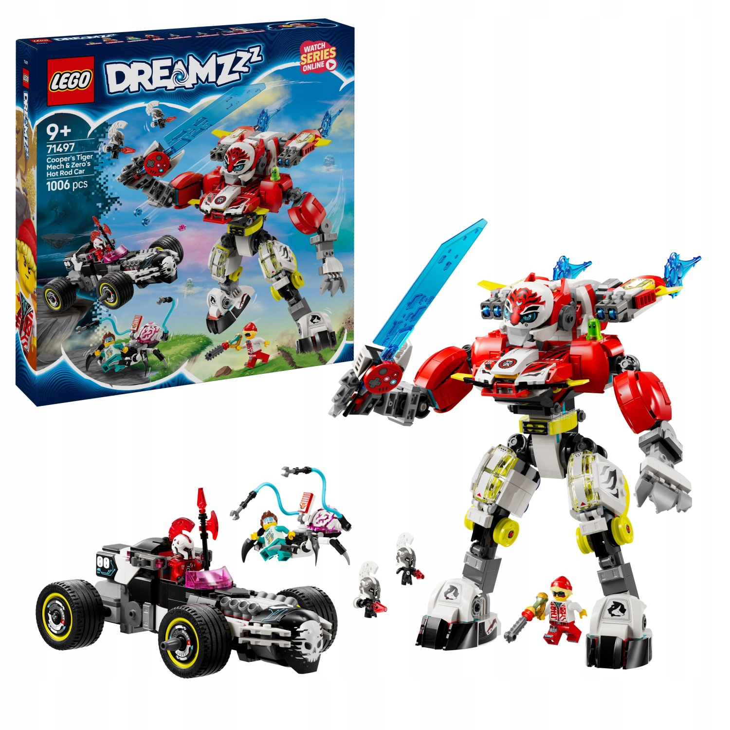 Lego DREAMZzz 71497 Cooperův tygří robot a Zerův hot rod