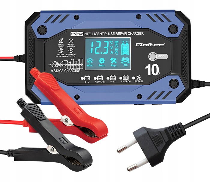 Uniwersalny Prostownik Regulowany Akumulatorów LIFEPO4 Agm Gel 12V/24V 10A