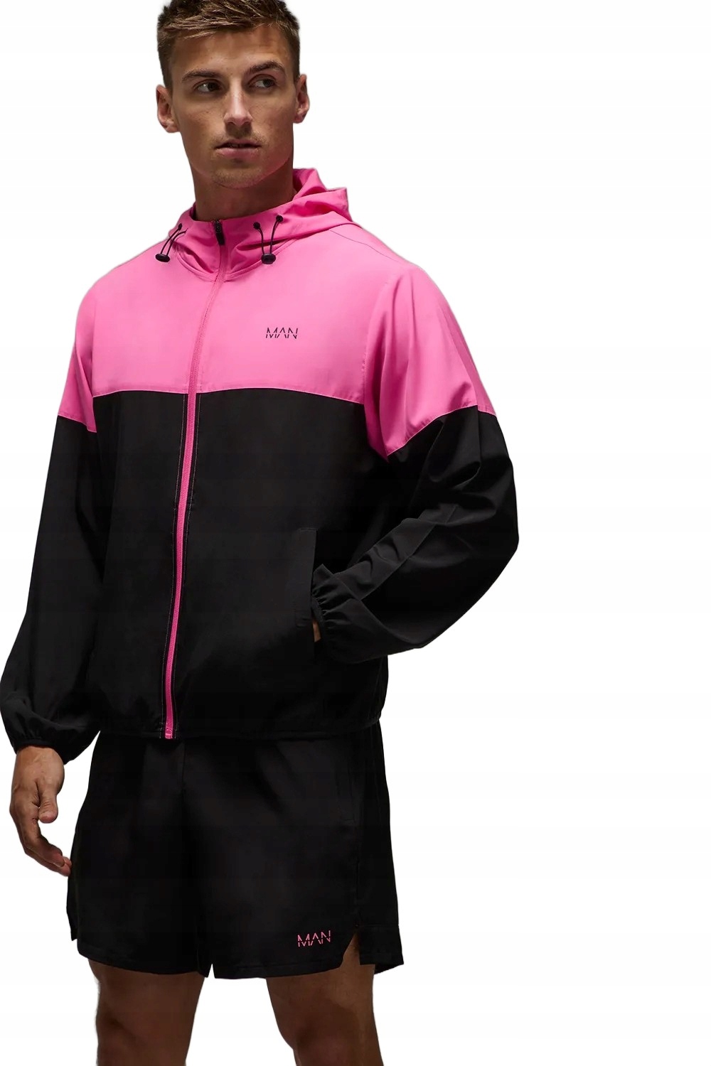 Boohooman Pánská Tepláková Souprava S Kapucí Černá Růžová M Z3A
