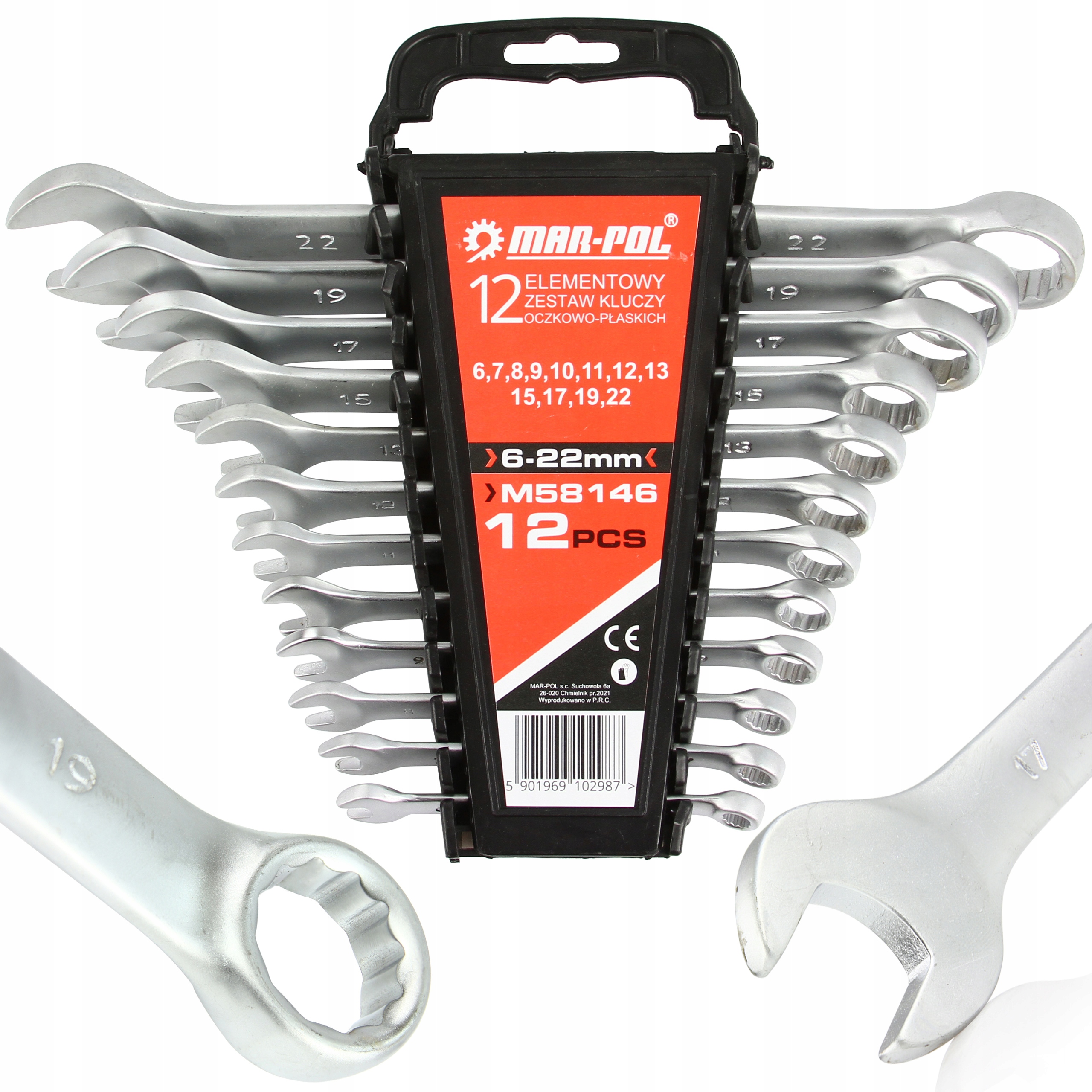 Zestaw Kluczy Płasko Oczkowe 6 22 MM Klucze 12EL Klip