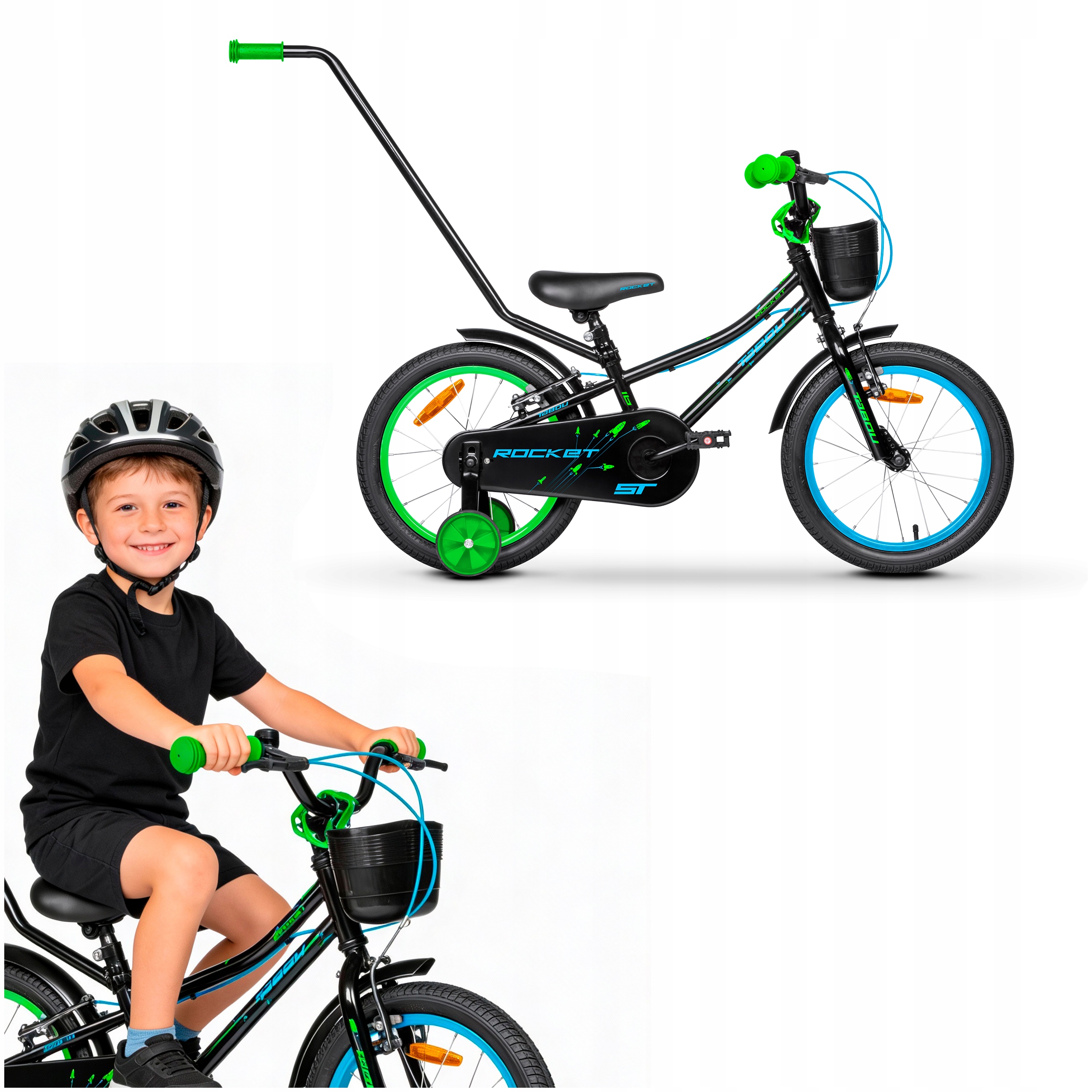 Rower Dziecięcy Rowerek 18 Cali Dla Chłopca Prowadnik Koła Boczne Tabou