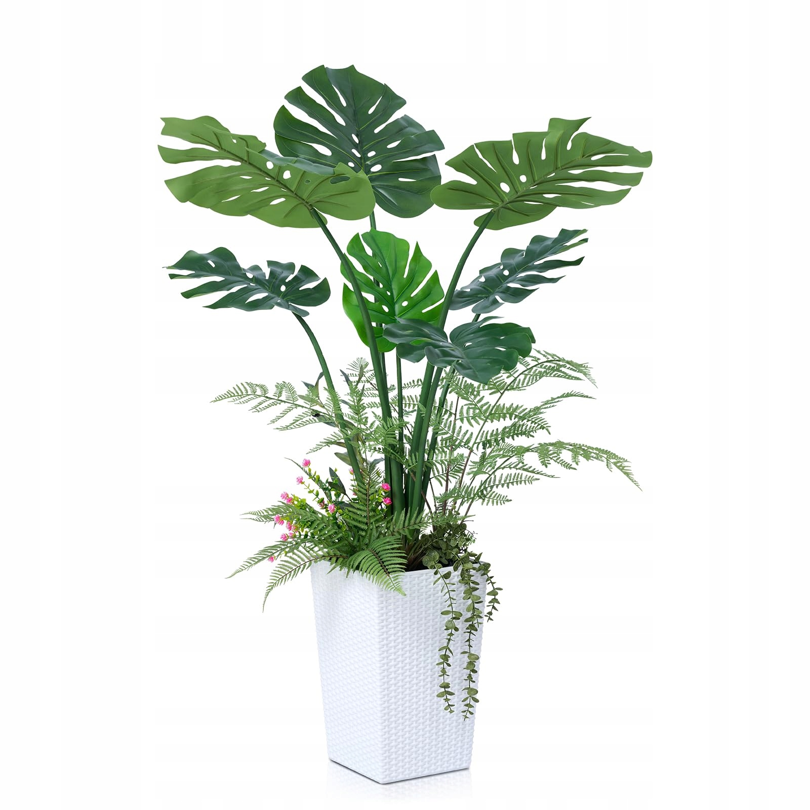 VeriNatural Umelá rastlina monstera v bielom kvetináči