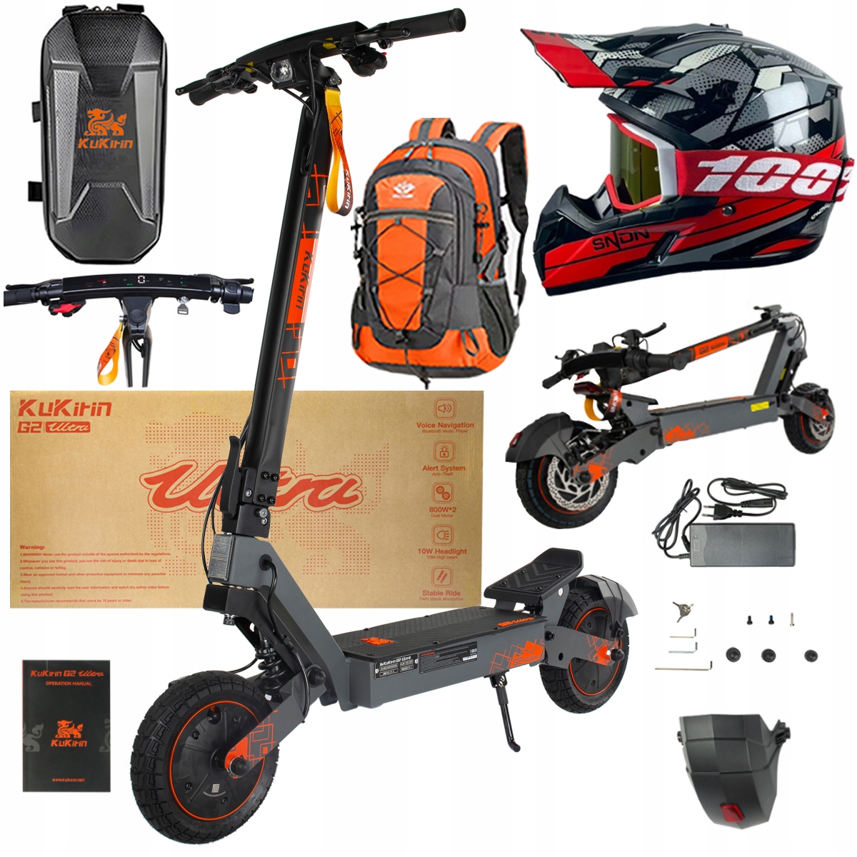 Kukirin G2 Ultra elektrické vozidlo 2000W 55km/h 55KM 48V18Ah 10" dárky