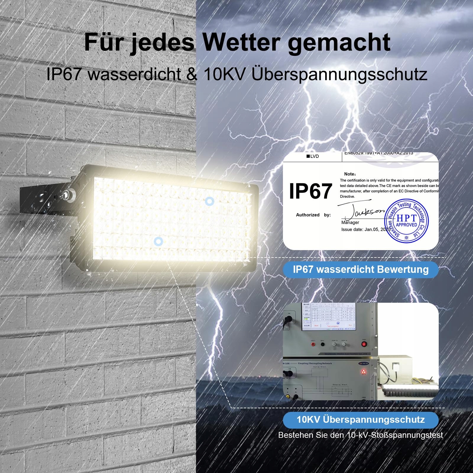Naświetlacz LED 100W 14000lm 3000K IP67 Ciepły Do Ogrodu Garażu HOPEDAMAI — miniatura 4