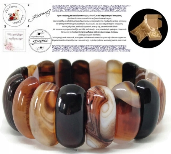 Náramek přírodní kámen přírodní kameny vintage Achát Kávový