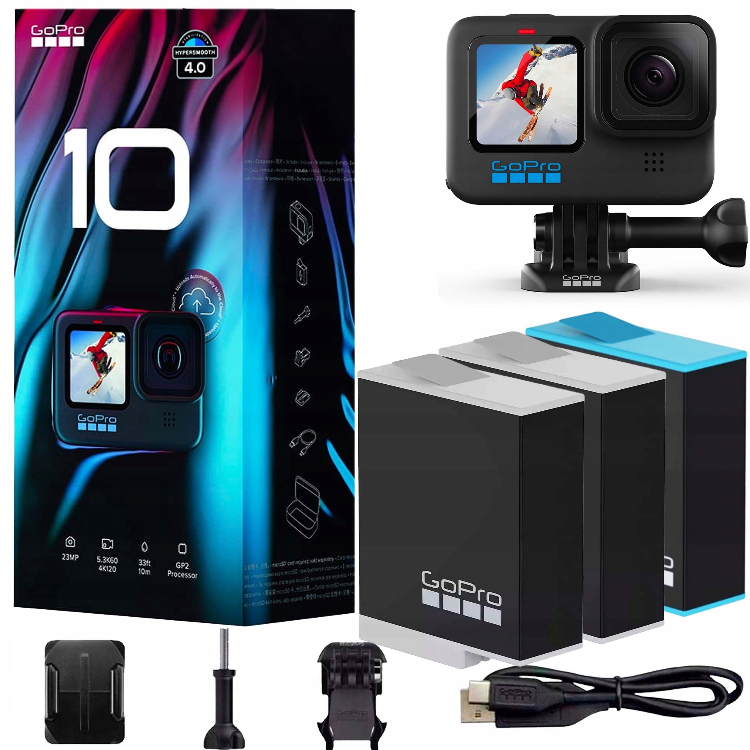 Akčná kamera GoPro HERO 10 + 2x Batéria Enduro 1720mAh