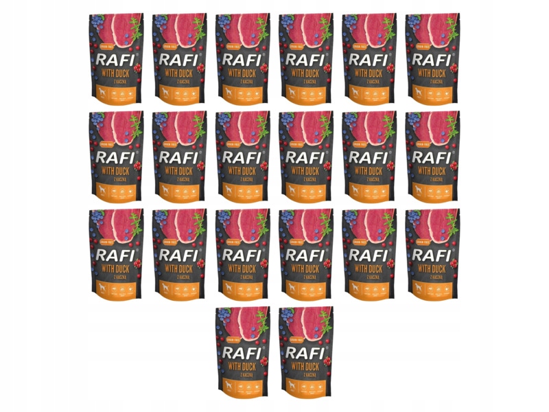 Karma dla psa Rafi z kaczką, borówką i żurawiną 20 x 500 g