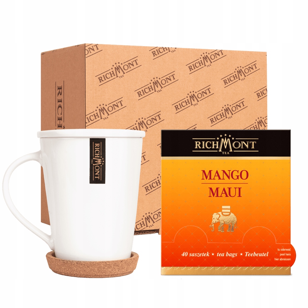 Zestaw Herbatka Richmont Mango Maui 40 saszetek Zestaw Kubek, Spodek