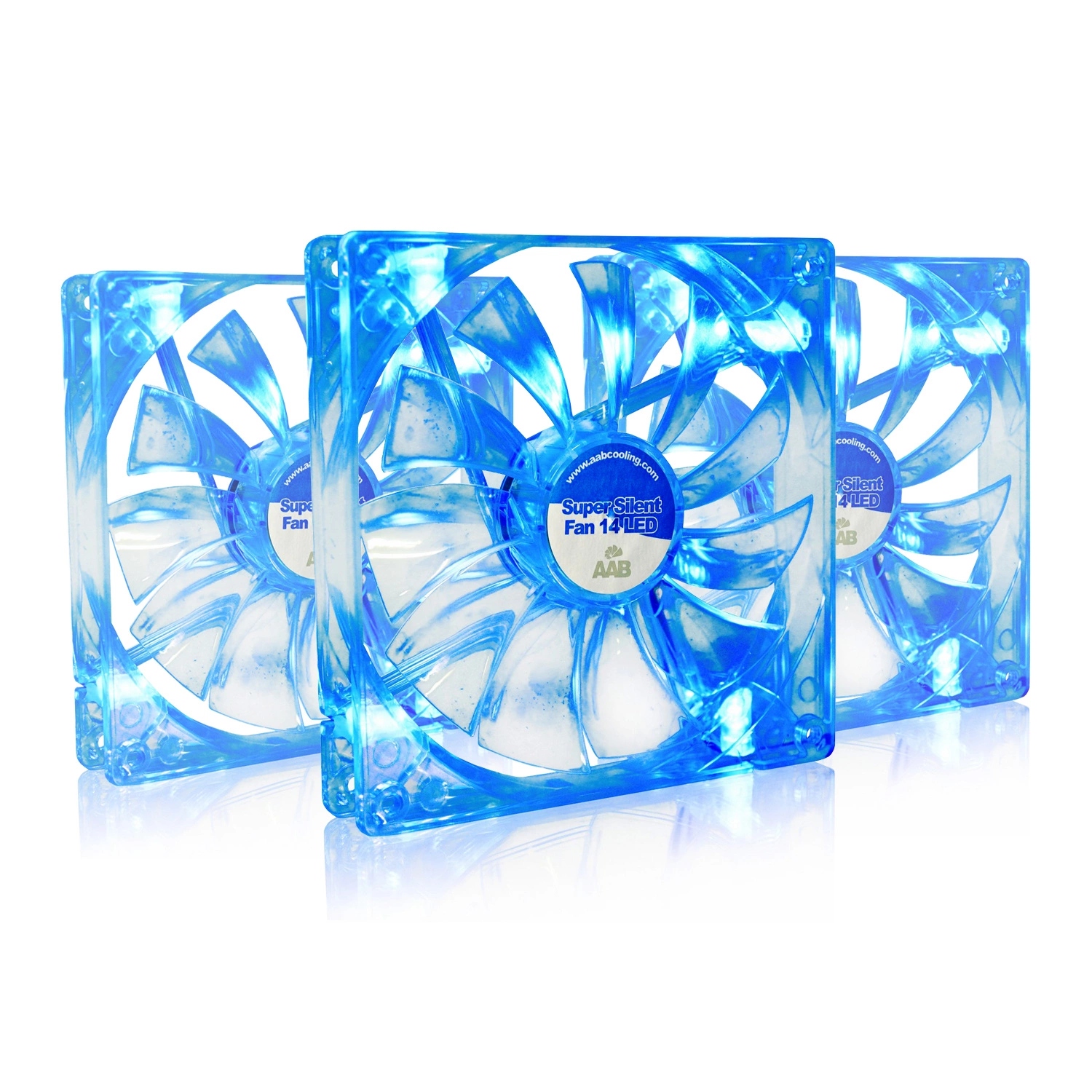 3x Aab Silent Fan 14cm Tichý Ventilátor 8dB Modrý Led Větrák