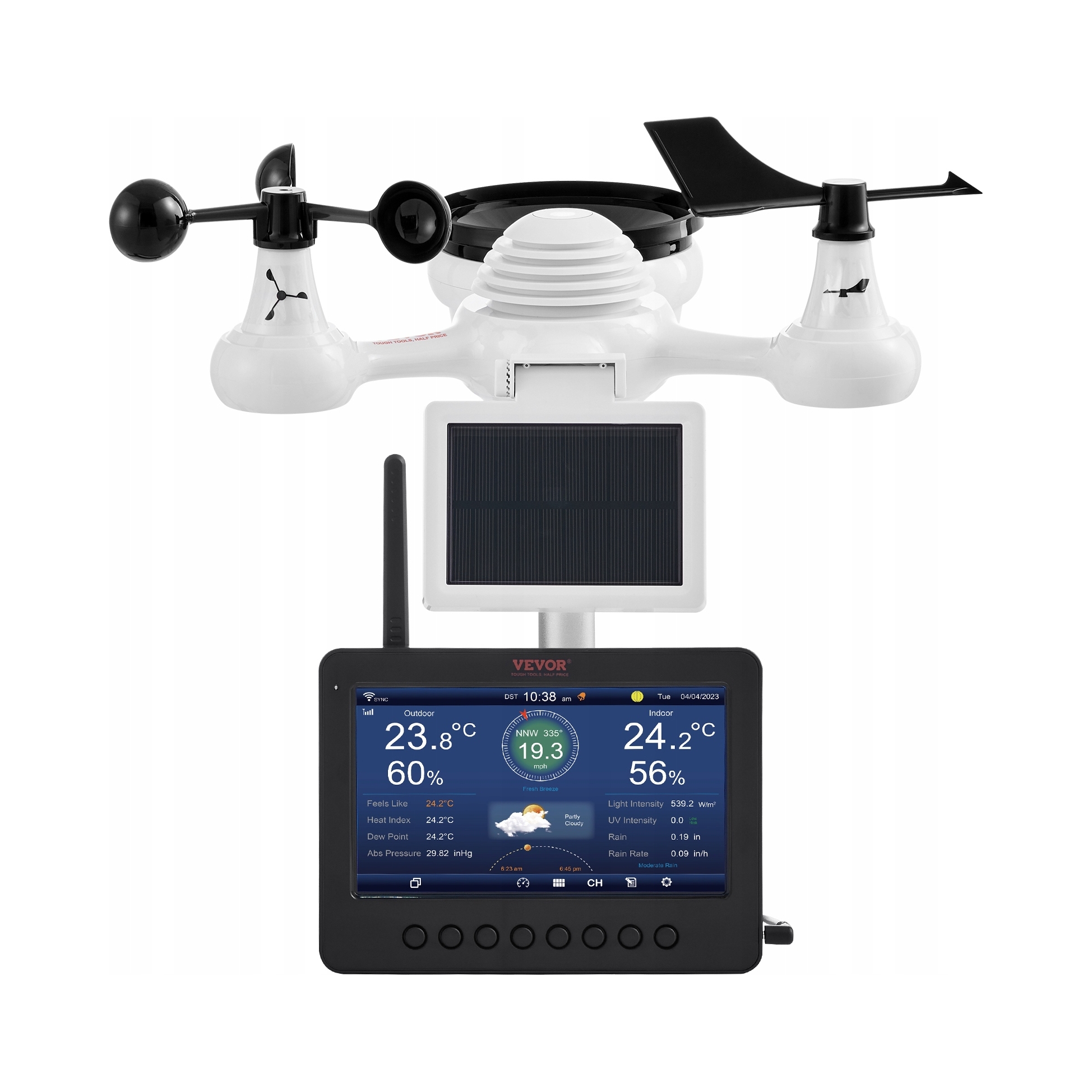 Vevor Meteorologická Stanica 7 V 1 Wlan Tft 7.3 Palca Solárna, Silný Prenos