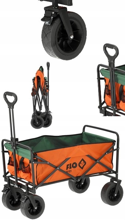 Skladací Záhradný Turistický Vozík S Širokými Pneumatikami 100 Kg Flo 90181
