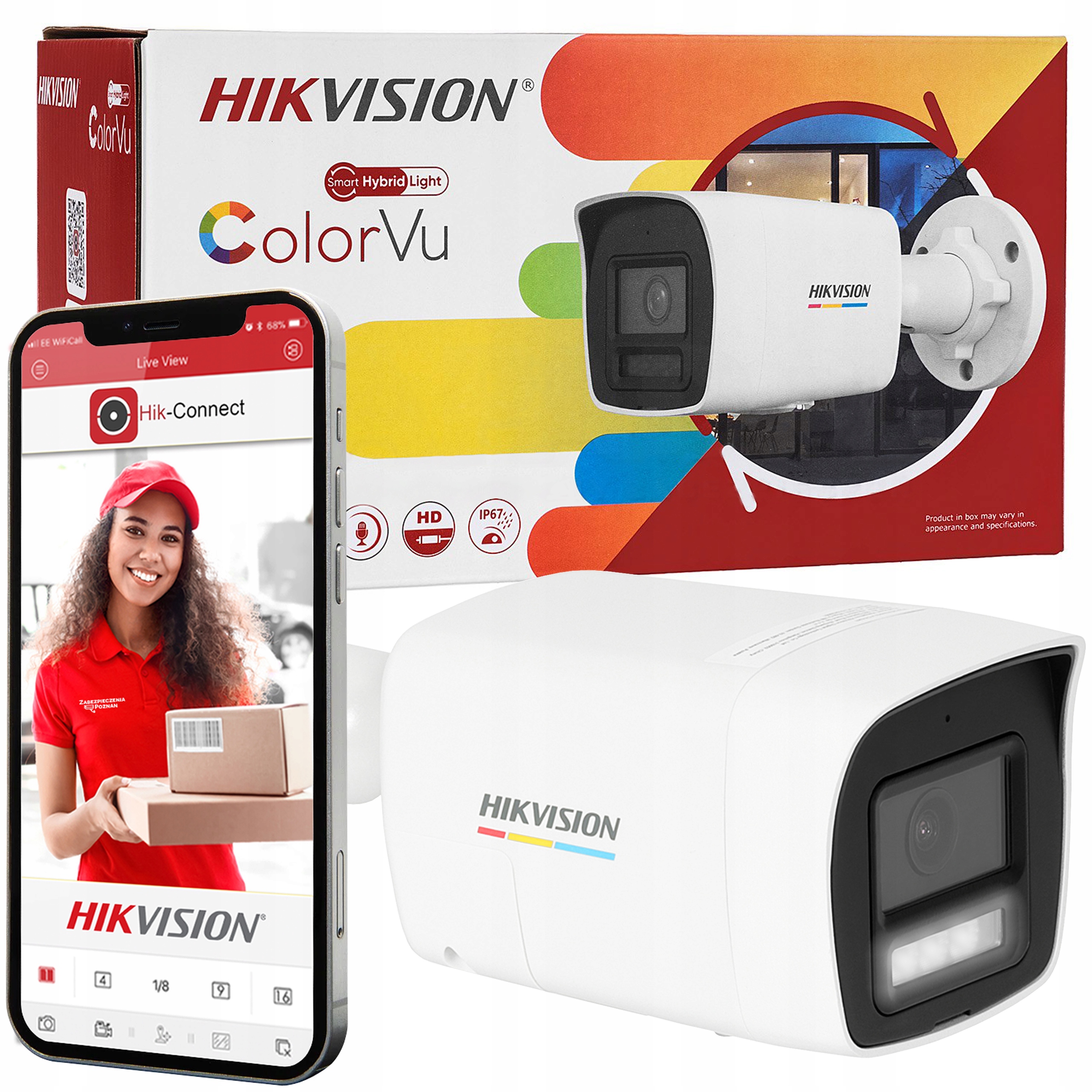 Kamera Zewnętrzna Ip Hikvision 6MPx Tubowa Do Monitoringu Domu ColorVu IR30