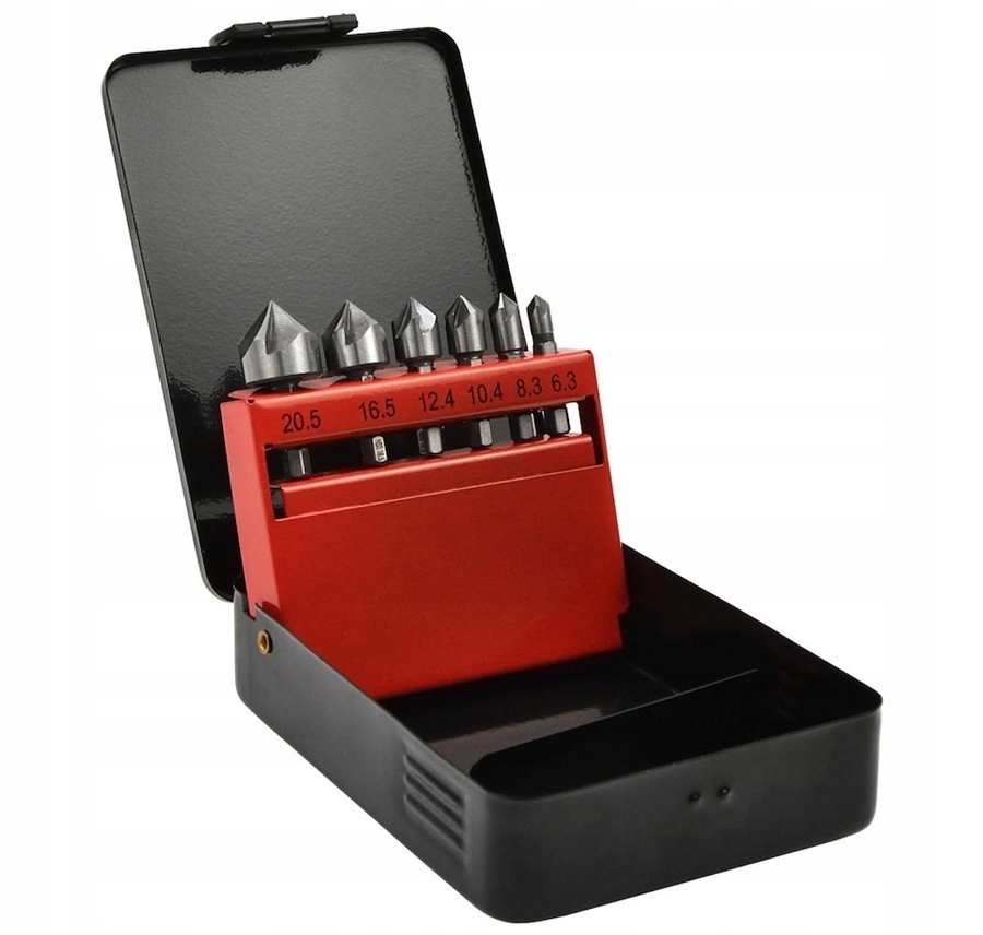 Pogłębiacze Fazownik frez Hss 6,3mm 8,3 10,4 12,4 16,5mm 20,5mm 6szt Hex