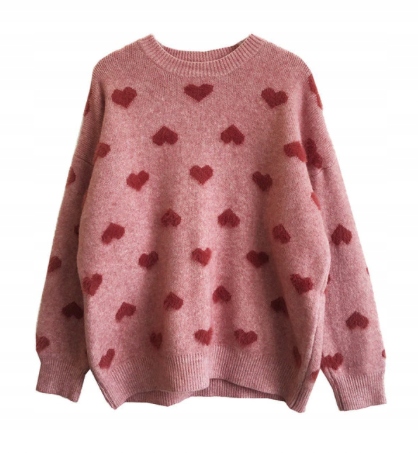 

Sweter Damski Czerwony W Seduszka Ciepły Modny