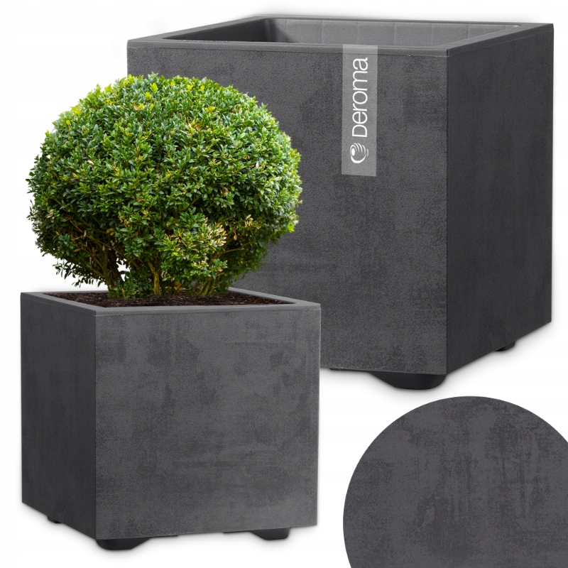 Donica Doniczka Kwietnik Deroma Efekt Betonu 39CM Cubo Millennium Antracyt