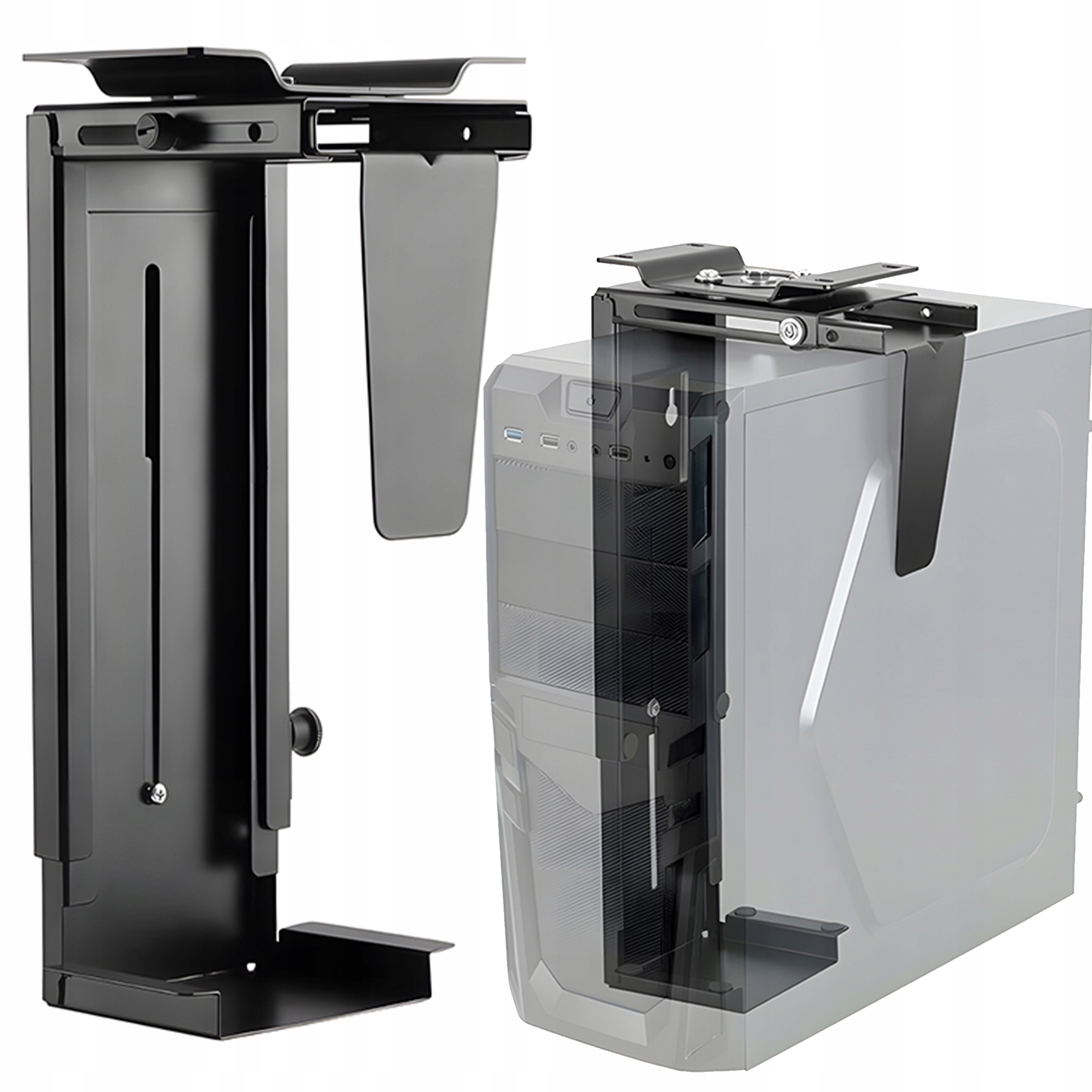 Uchwyt Na Komputer Regulowany Montaż Pod Blatem Do 10 Kg Stalowy Solidny