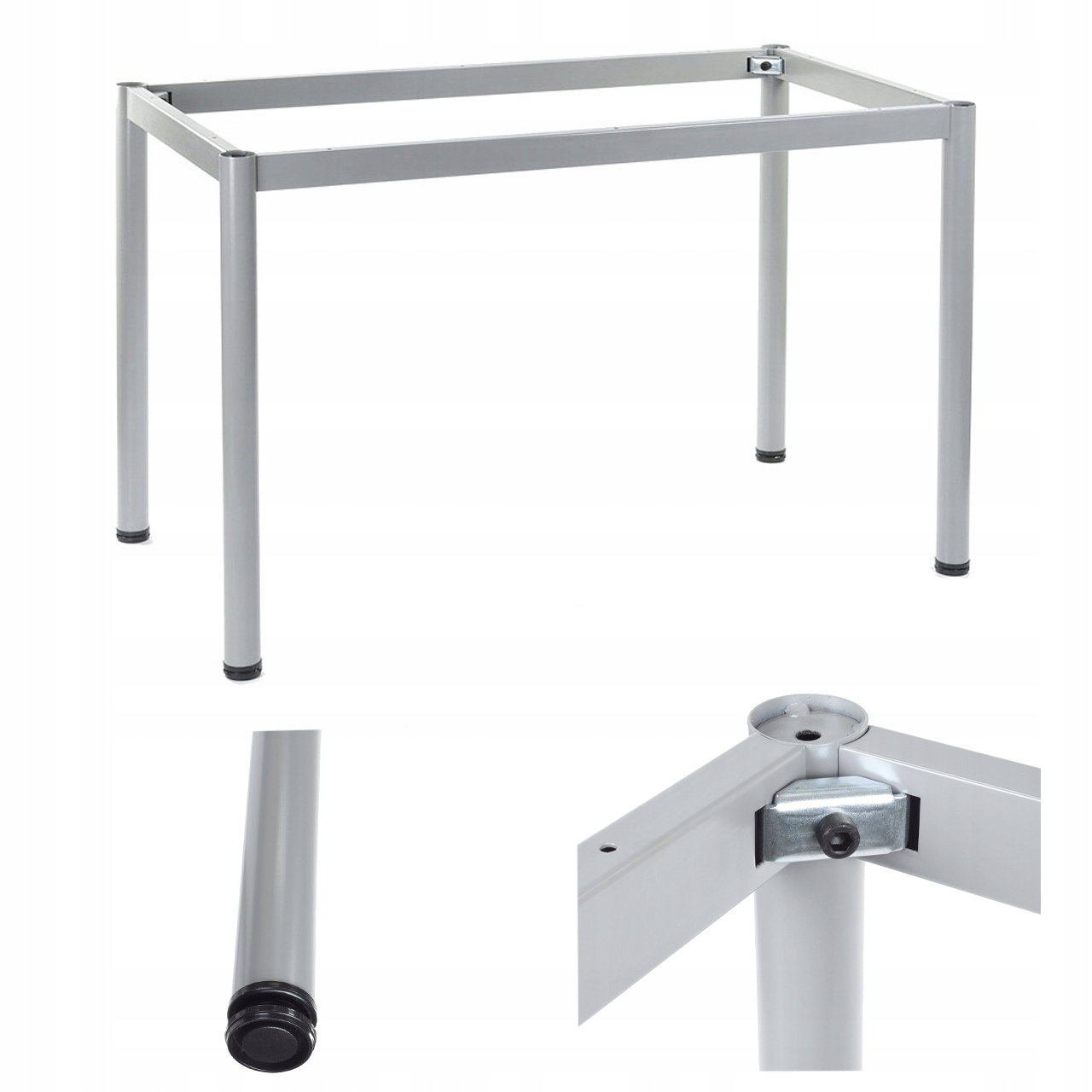 Stelaż Ramowy Stołu 176X76 CM, Noga Okrągła, Kolor Alu